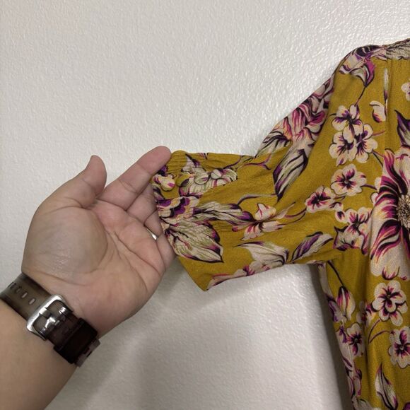 Kachel x Anthropologie Thea Maxi Dress Womens 4 Gold Floral Print Viscose - Picture 4 of 11